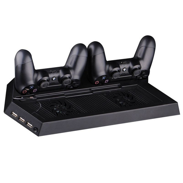 10 PCS/LOT Dual Charger Vertical Controller Dock Station Charging Bracket Stand + Cooling Cooler Fan + 2 USB Power HUB for Playstation4 PS4