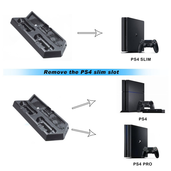 UPDATED Vertical Stand Charger for PS4 / PS4 Pro / PS4 Slim Dual Controller Charging Station with Cooling Fan for Sony Playstation 4 Console