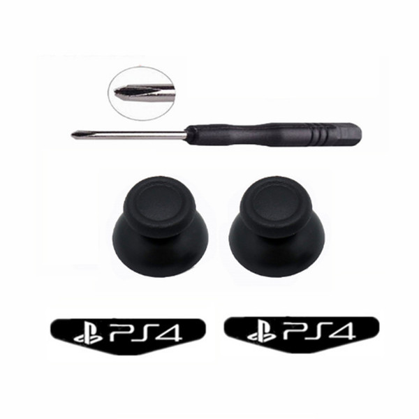 Black Analog Stick+LED Light Bar Sticker+Screwdriver for Sony Playstation 4 PS4 Slim Pro Controller Thumbsticks for Dualshock 4