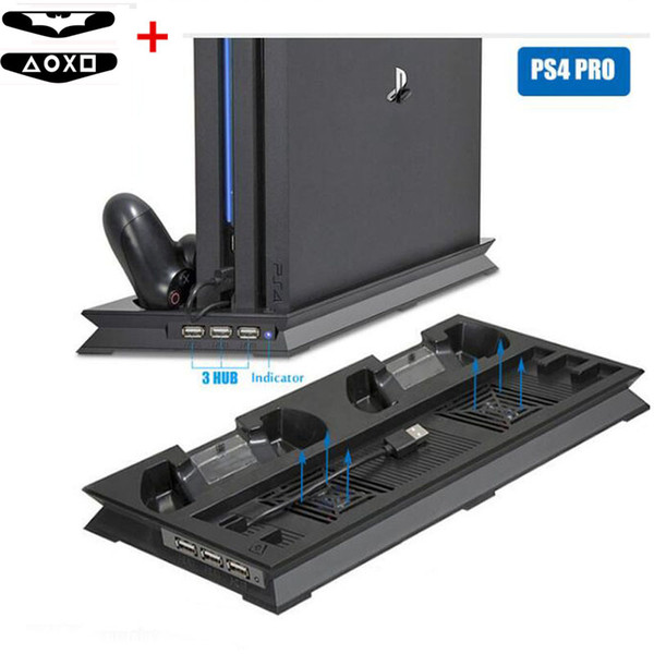 Vertical Cooling USB Dual Charging Station Charging Dock Stand with Dual Fan for Playstation 4 PS4 Pro Console light bar