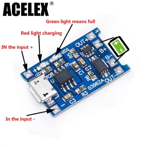 10PCs Micro USB 5V 1A 18650 TP4056 Lithium Battery Charger Module Charging Board With Protection Dual Functions 1A Li-ion