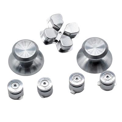 Aluminum Metal Bullet ABXY Button + Thumb Sticks Grips + Chrome D-pad for PS4 DualShock 4 Controller Mod Kit Replacement Buttons