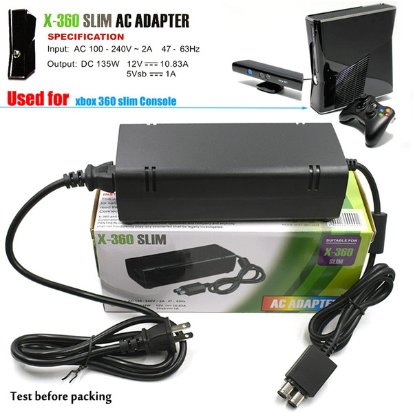 100~240V 135W AC Adapter Power Supply for Xbox 360 S, 360 Slim Charger Charging for Microsoft xbox 360 XBOX360 S Slim Host