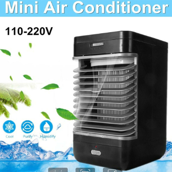 110-240V Mini Air Conditioner Personal Air Cooler Humidifier Desktop Cooling Fan US Plug Adapter for Office Home 3E20