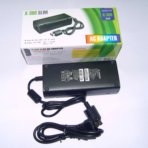 US Plug 100-240V ~2A 47-63Hz AC Power Adapter Wall Charger Supply Cable Cord Box For Xbox 360 Xbox360 Slim Console