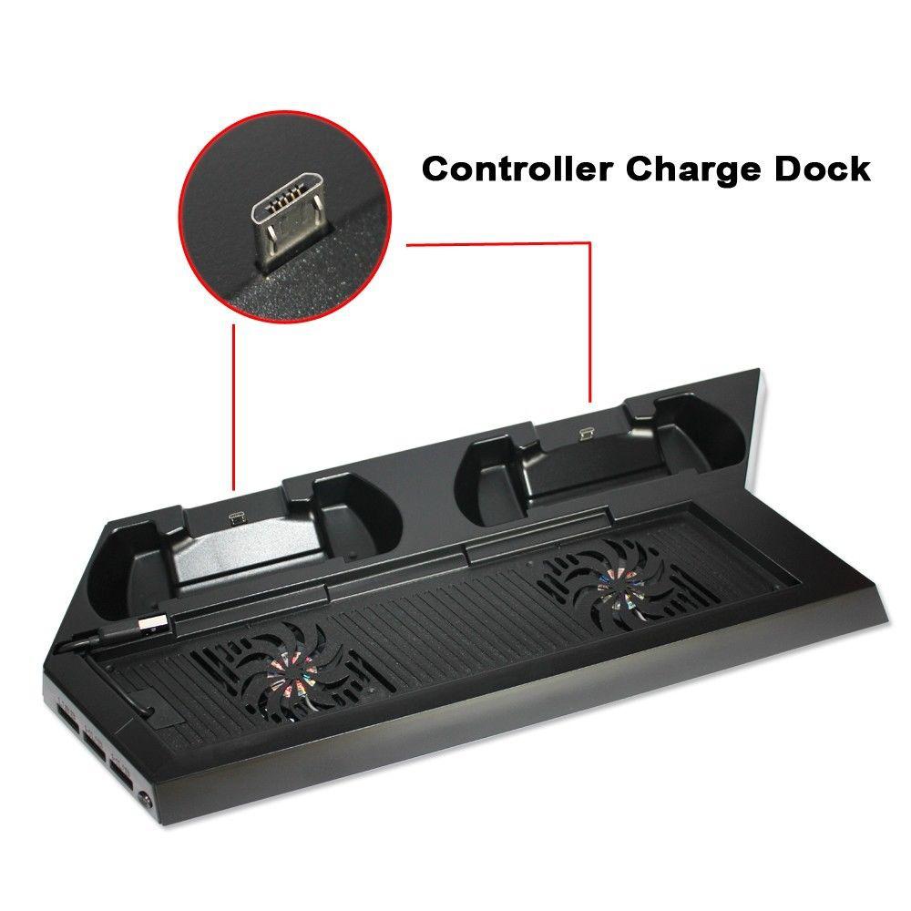 hot !!! Dual Controller Charging Dock Station & Cooling Cool Fan Vertical Stand for PS4 Free DHL