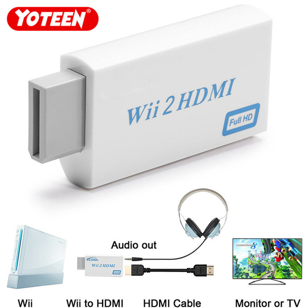 Yoteen For Wii to HDMI Converter Output Video Audio Adapter for NTSC 480I 480P PAL 576I + 3.5mm Post