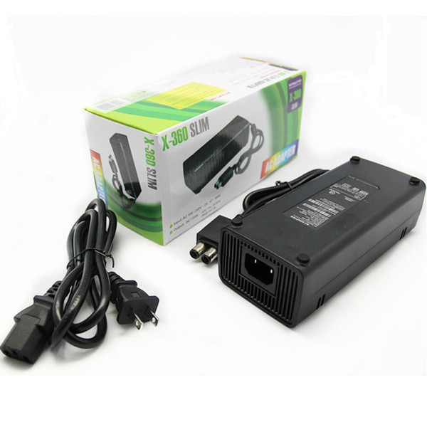 X-360 Slim EU US PLUG AC Adapter Power Supply Cord Charger with Cable for XBOX 360 Slim S Console DHL FEDEX EMS FREE SHIPPING