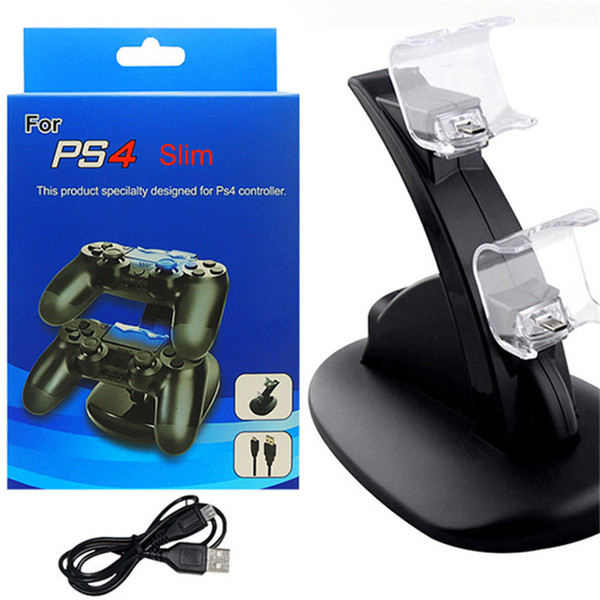 LED Dual Charger for PS4 PS4 Pro PS4 slim Dock Mount USB Charging Stand Gaming Wireless Controllerfor