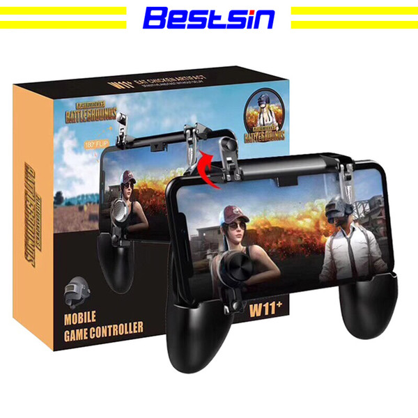 Bestsin W11+ Mobile Gamepad game handle mobile phone shell case gamepad holder joystick fire trigger all in one for pubg