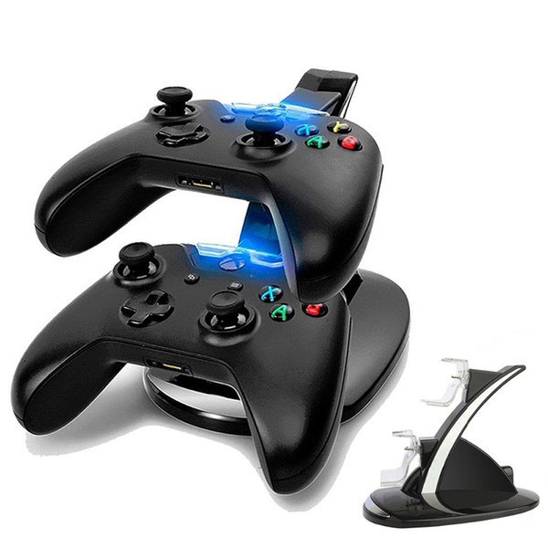 Wholesale-LED Dual Charger Dock Mount USB Charging Stand For PlayStation 4 PS4 Xbox One Gaming Wireless Controller With Retail Box OTH775