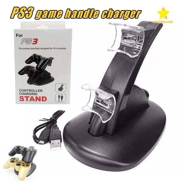 PS3 Game Controller Charger Dual USB Charging Dock Stand Charger for Wireless Playstation 3 with Retail Package