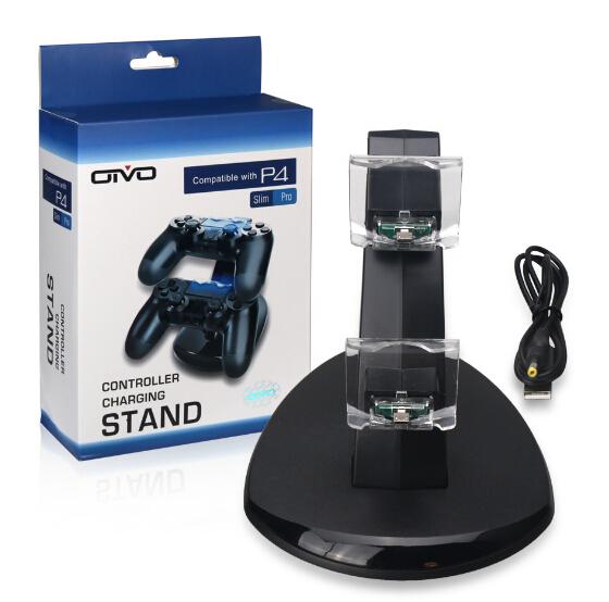 For PS4 Game console Gamepad LED Dual USB Charger Dock Mount Charging Stand Holder