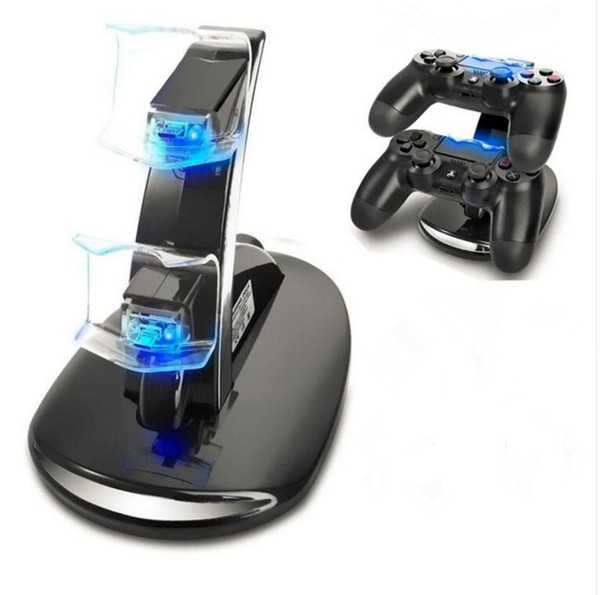 LED Change Mini USB Dual Charging Dock Wireless Controller Charger Stand Mount for Xbox One PS4 Gamepad Playstation with Retail Box