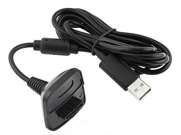 Wholesale-New Black USB Charge Charger Quick Charging Cable Cord Lead Kit For Microsoft For Xbox 360 Wireless Controller Console # F1030