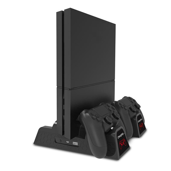 2019 Hot For SONY Playstation 4 DOBE Dock Charger For PS4 with Cooling Fan Cooler Disc Shelf Dual Controller Chargers Charging Station