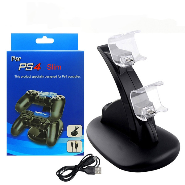 DHL DUAL LED USB Charger Dock Docking Cradle Station Stand for wireless Sony Playstation 4 PS4 pro slim xbox one Game Controller Charging