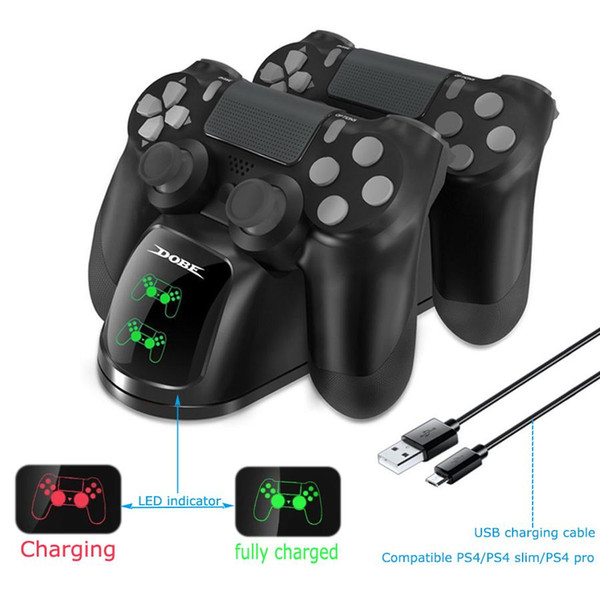 PS4 Controller Joypad Joystick Handle USB Charger Dual USB Fast Charging Dock Station for Playstation 4 PS4 Slim / PS4 Pro