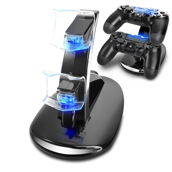 LED Change Mini USB Dual Joystick Charging Dock Wireless Controller Charger Stand Mount for Xbox One PS4 Gamepad Playstation With Retail Box