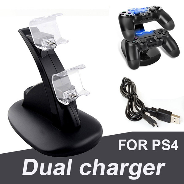 Dual chargers for ps4 xbox one wireless controller 2 usb LED Station charging dock mount stand holder for PS4 gamepad playstation OTH670