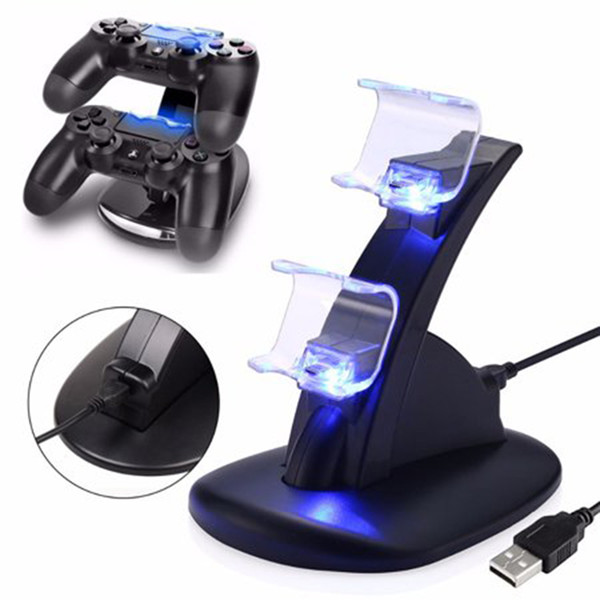 High quality for PS4 Game Controllers Slim aircraft double charge double handle game charger direct double charge wireless charger bracket