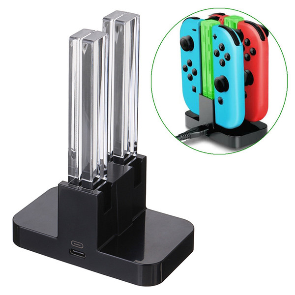 LED Charging Dock Station Charger Cradle For Switch 4 Joy-Con Controllers 4 In 1 Charging Stand For Nintend Switch NS