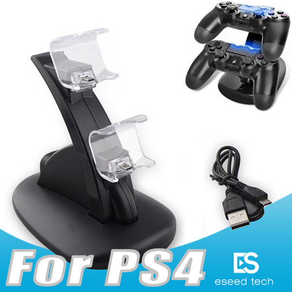 Dual chargers for ps4 xbox one wireless controller 2 usb LED Station charging dock mount stand holder for PS4 gamepad playstation with box