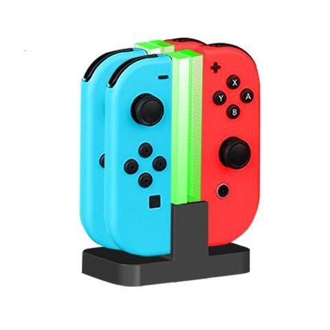 LED Charging Dock Station Charger Stand Holder For Switch NS Joy Con Controller USB Charging Cable Colorful Acrylic Light 4 in 1