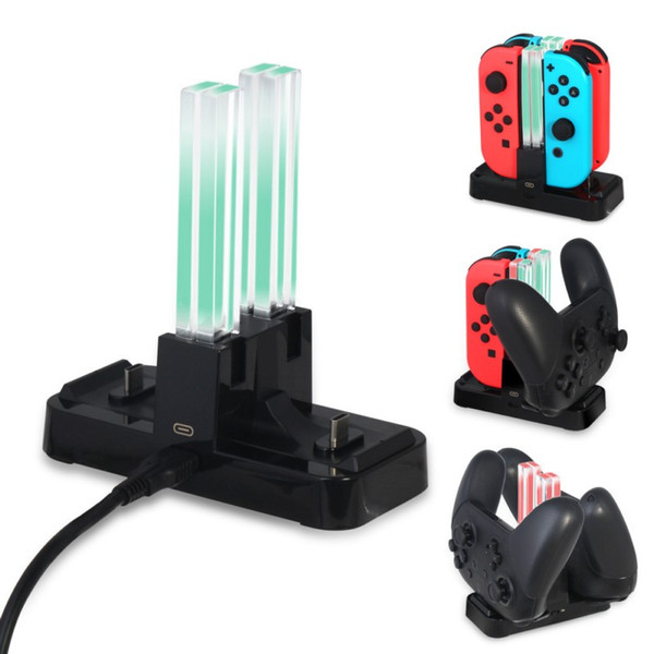 4 In 1 Charging Dock Station LED Charger Cradle For Nintendo Switch 4 Joy-Con Controller Switch NS Pro Gamepad Chargings Stand With Packages