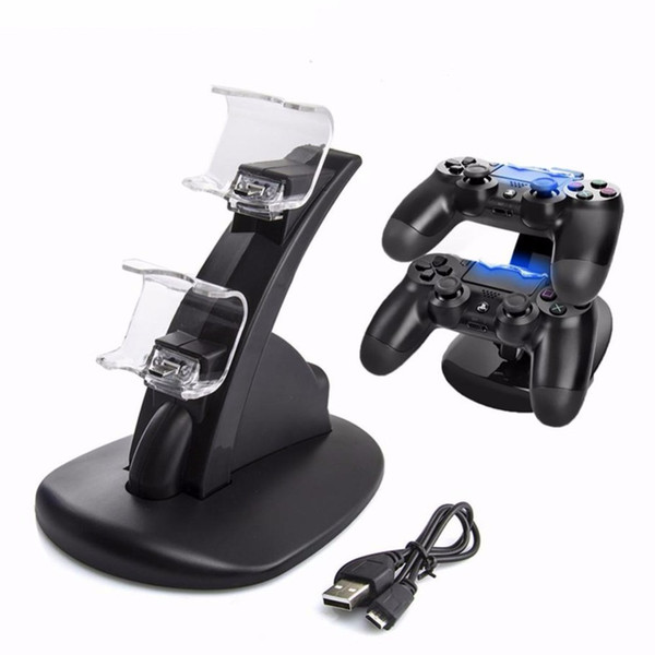 New Dual USB Charging Dock For PlayStation 4 PS4 Pro Slim Controller Handle Cradle Double Charger With Led Light For PS4 Gamepad