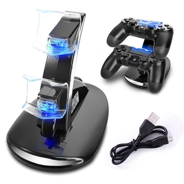 New arrival Dual Controller LED USB ChargeDock Docking Cradle Station Stand for wireless Sony Playstation 4 PS4 Game Controller Charger