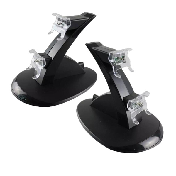 2018 Wholesale-LED Dual Charger Dock Mount USB Charging Stand For PlayStation 4 PS4 Xbox One Gaming Wireless Controller With Retail Box