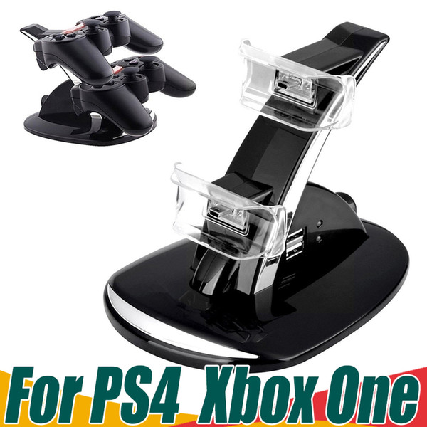 Dual USB Chargers For PS4 Xbox One Wireless Controllers 2 LED USB Charging Dock Mount Stand Holder For PS4 Xbox One Gamepad Playstation