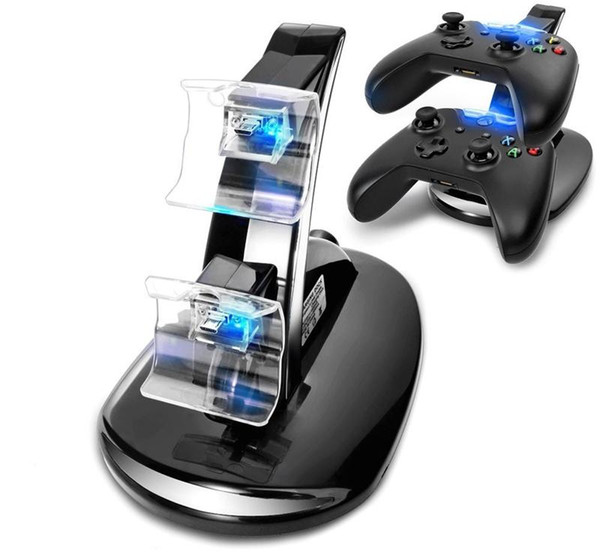 Wholesale-LED Dual Charger Dock Mount USB Charging Stand For PlayStation 4 PS4 Xbox One Gaming Wireless Controller With Retail Box