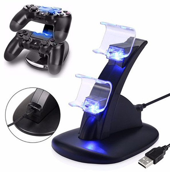 LED Dual Charger Dock Mount USB Charging Stand For PlayStation 4 PS4 Xbox One Gaming Wireless Controller With Free Shipping