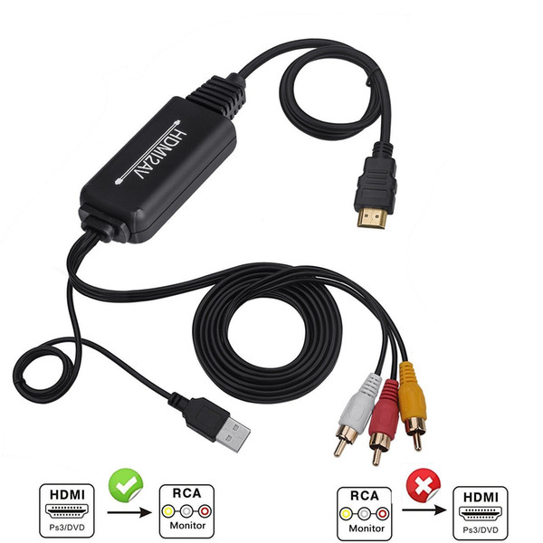 HDMI to RCA/AV Cable Converter Built in Converter Hassle Free - Converts Digital HDMI signal to Analog RCA/AV for TV/XBOX One/XBOX 360/PS4