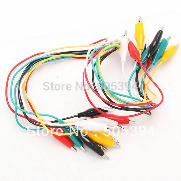 Wholesale-10pcs/pack Double-ended Test Leads Alligator Crocodile Roach Clip Jumper Wire