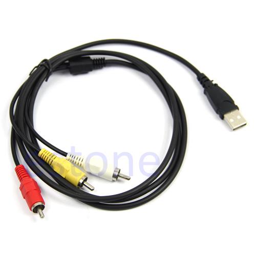 USB Type A Male to 3x RCA AV LCD TV Adapter Lead Cable