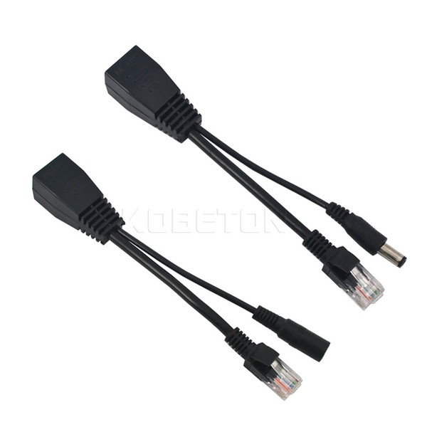 Wholesale-1 Pair Tape Screened Power Over Ethernet POE Adapter switch Cable RJ45 Poe Splitter Injector 5V 12V 24V 48V Separator Combiner