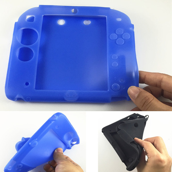 High Quality Black/Blue Soft Silicone Protective Case Rubber bumper Gel Skin Sleeve Cover for Nintendo 2DS Free Shipping