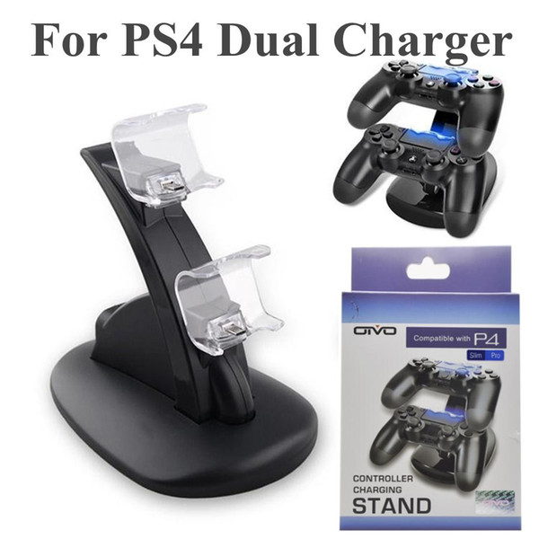 Dual Chargers For ps4 Xbox One Wireless Controller 2 USB LED Station Charging Dock Mount Stand Holder For PS4 Gamepad Playstation With Box