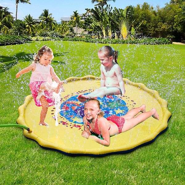 Baby Kids 68inch splash play mat,children infant outdoor gamingWater-filled Sprinkler Mat Outdoor Play mat,summer beach water playing mat