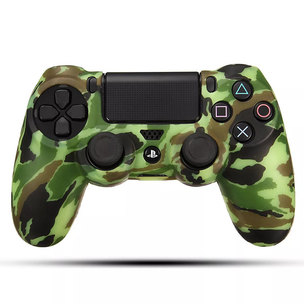 Durable Decal Camouflage Grip Cover Case Silicone Rubber Soft Skin Protector for Playstation 4 for Dualshock 4 Gamepad - Camouflage Green