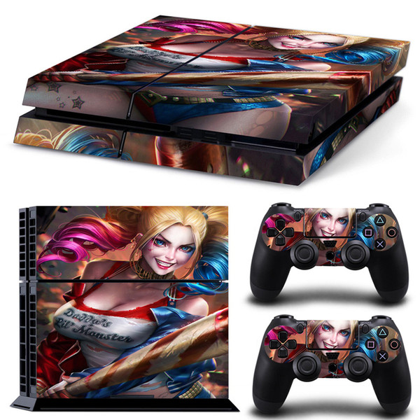 Fanstore Skin Sticker Harley Quinn Vinyl Wrap Cover Perfectly Fit Decal for Playstation PS4 Console and 2 Remote Controller Hot Sale Design