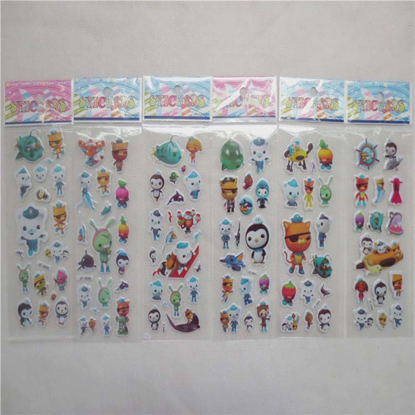 100 Sheets Cartoon patterns The Octonauts Fashion Brand Kids Toys Cartoon 3D Stickers Children girls boys PVC Stickers Bubble Sticker