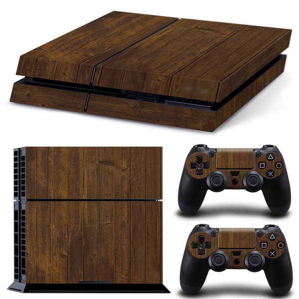 Gray Wood Grain PS4 Console Skin Decal Cover + PS4 Remote Controllers Skin Stickers -Playstation 4