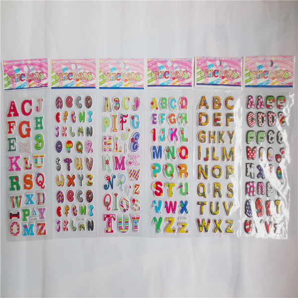 So Cute!!! 100 Sheets letter ABC Sticker dimensional 3D cartoon PVC bubble stickers girls/boys birthday gift children toys