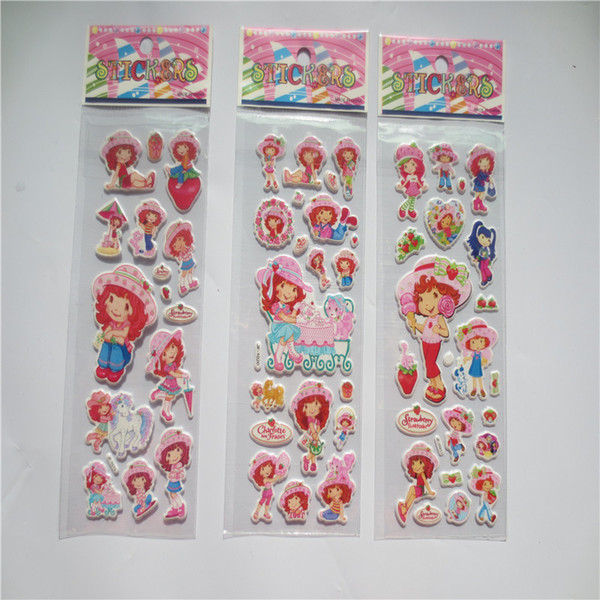 100 Sheets/Lot 3D Puffy Bubble Stickers Cartoon Strawberry Shortcake Girl Waterpoof DIY baby Toys for Children Kids Boy Girl