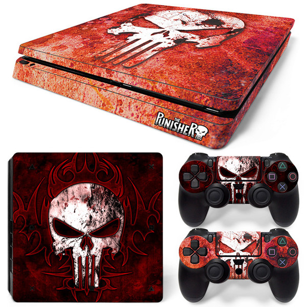 Fanstore Skins Sticker Vinyl Wrap Cover Punisher Custom for Playstation PS4 Slim Console and 2 Remote Controll