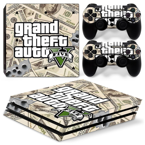 Fanstore Skin Sticker Protective Decal Cover Full Set GTA for Playstation PS4 Pro Console and 2 Remote Controller Hot Sale Design